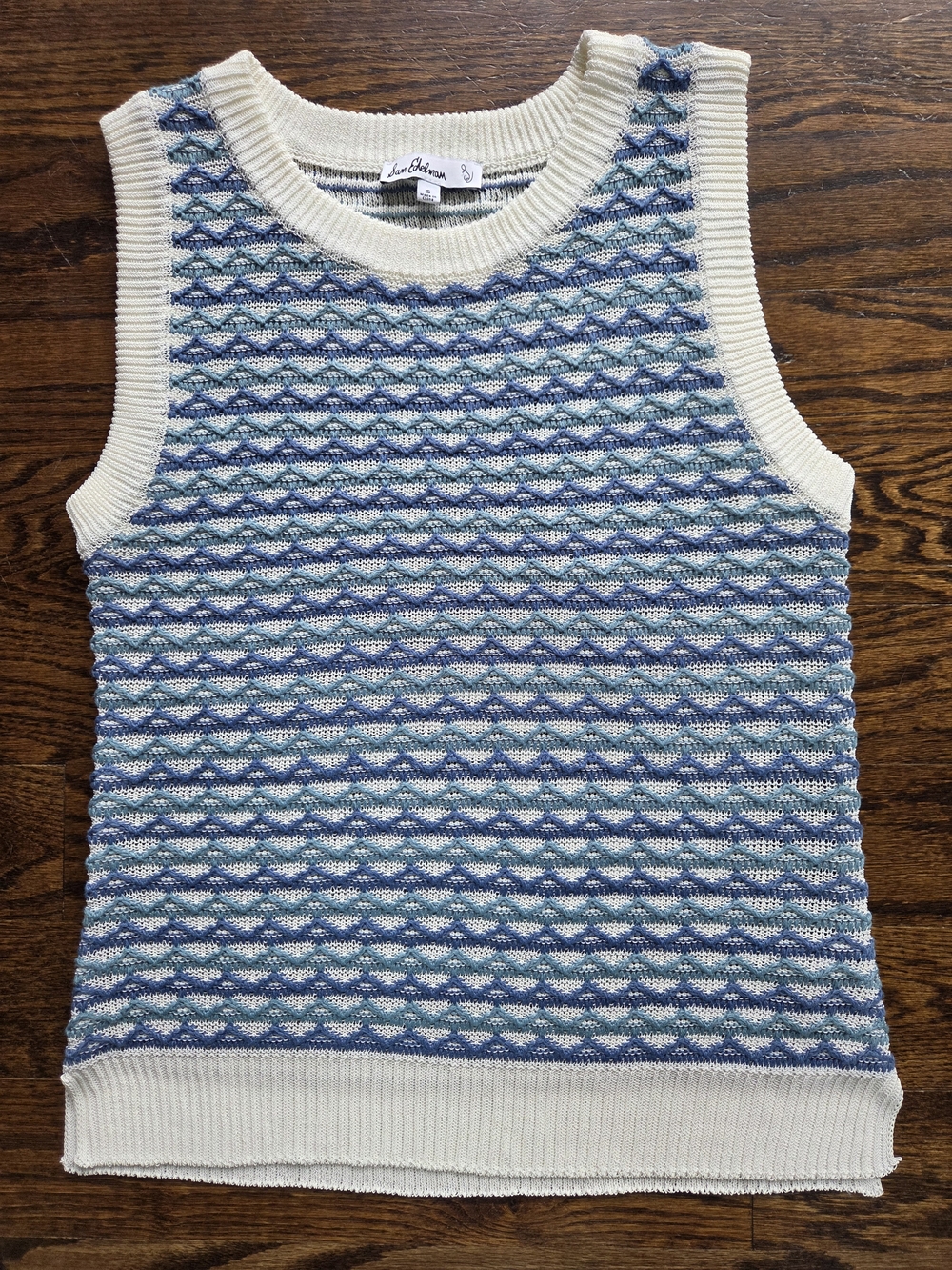 Sam Edelman Blues And Cream Knit Sweater Vest